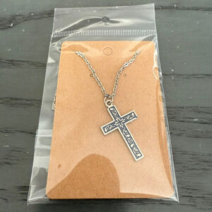 Silver and Blue Cross Necklace One Size